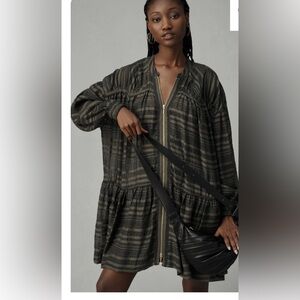 By Anthropologie long sleeve zip front mini dress